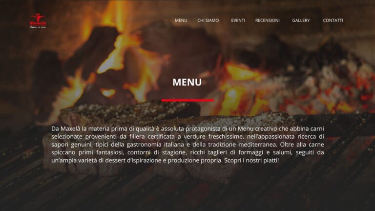 Anteprima landing page menu Maxela
